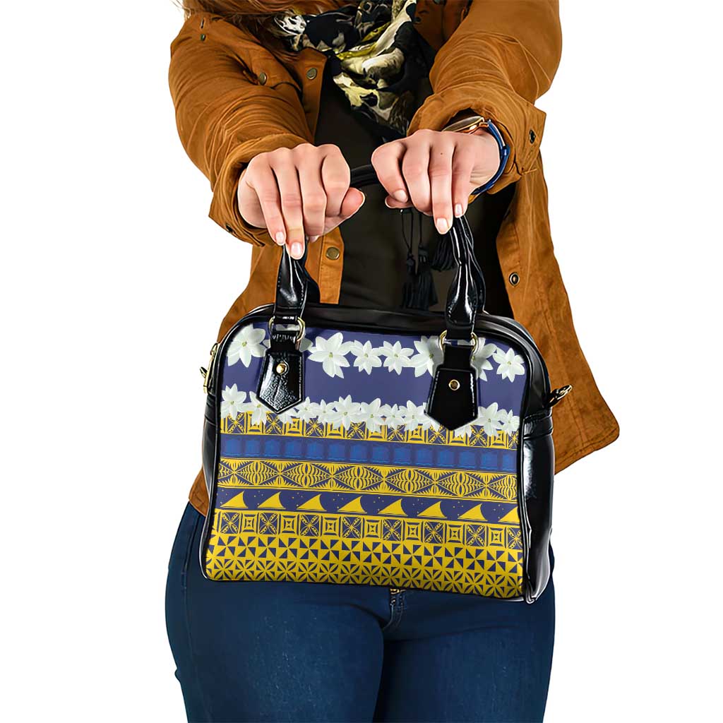 Tokelau Language Week Shoulder Handbag Tokelauan Tuluma With Gardenia Thunbergia LT14 One Size Blue - Polynesian Pride