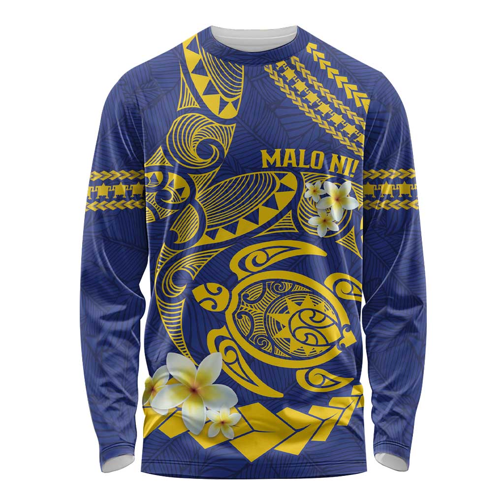 Te Vaiaho o te Gagana Tokelau Long Sleeve Shirt Polynesian Turtle - Malo Ni! LT14 Unisex Blue - Polynesian Pride