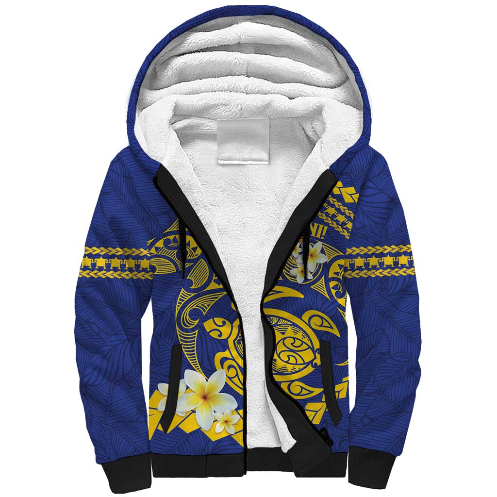 Te Vaiaho o te Gagana Tokelau Sherpa Hoodie Polynesian Turtle - Malo Ni! LT14 Unisex Blue - Polynesian Pride