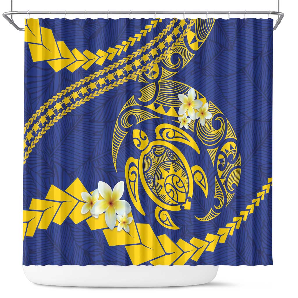 Te Vaiaho o te Gagana Tokelau Shower Curtain Polynesian Turtle - Malo Ni! LT14 Blue - Polynesian Pride