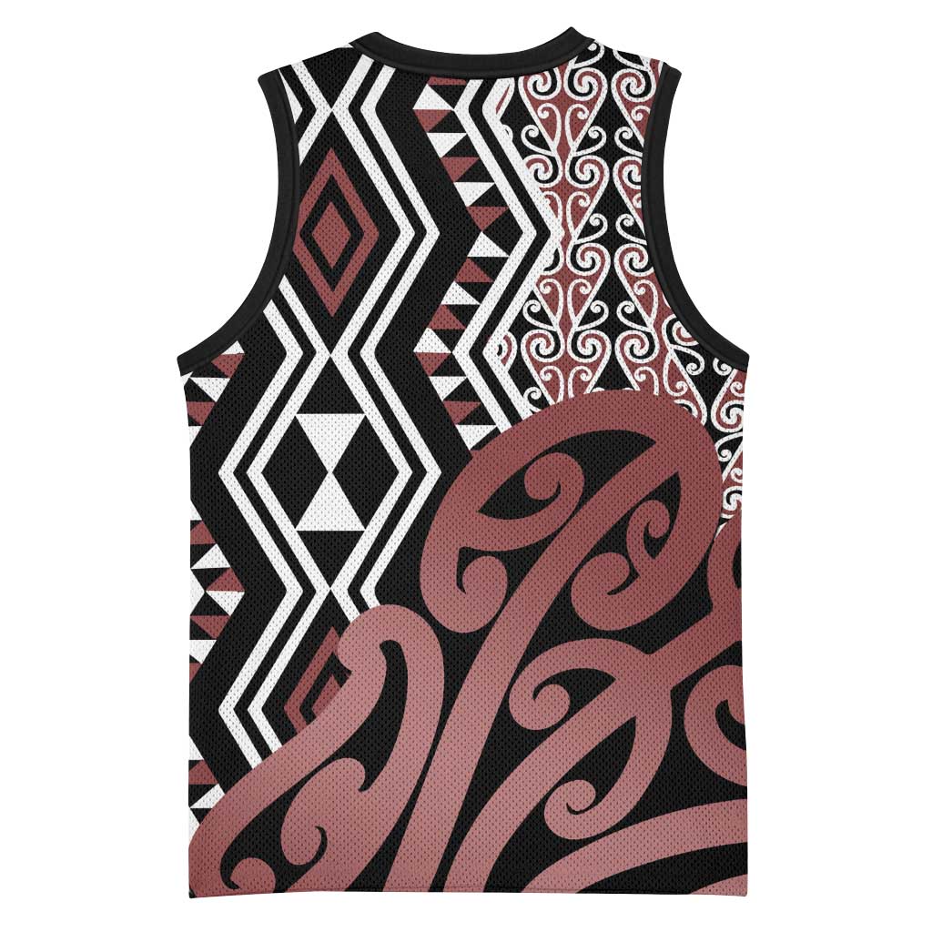 New Zealand Basketball Jersey Aotearoa Kowhaiwhai Mix Taniko Art - Polynesian Pride