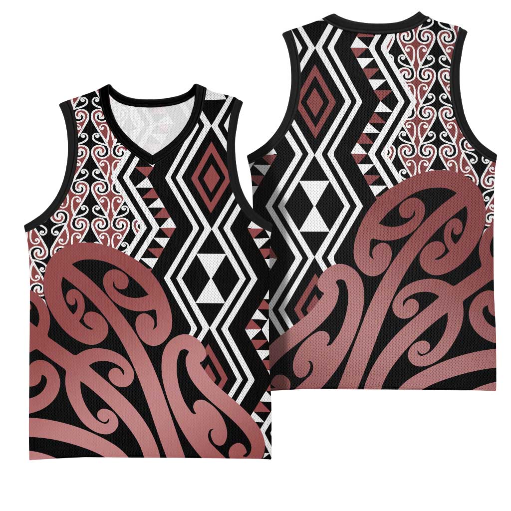 New Zealand Basketball Jersey Aotearoa Kowhaiwhai Mix Taniko Art - Polynesian Pride
