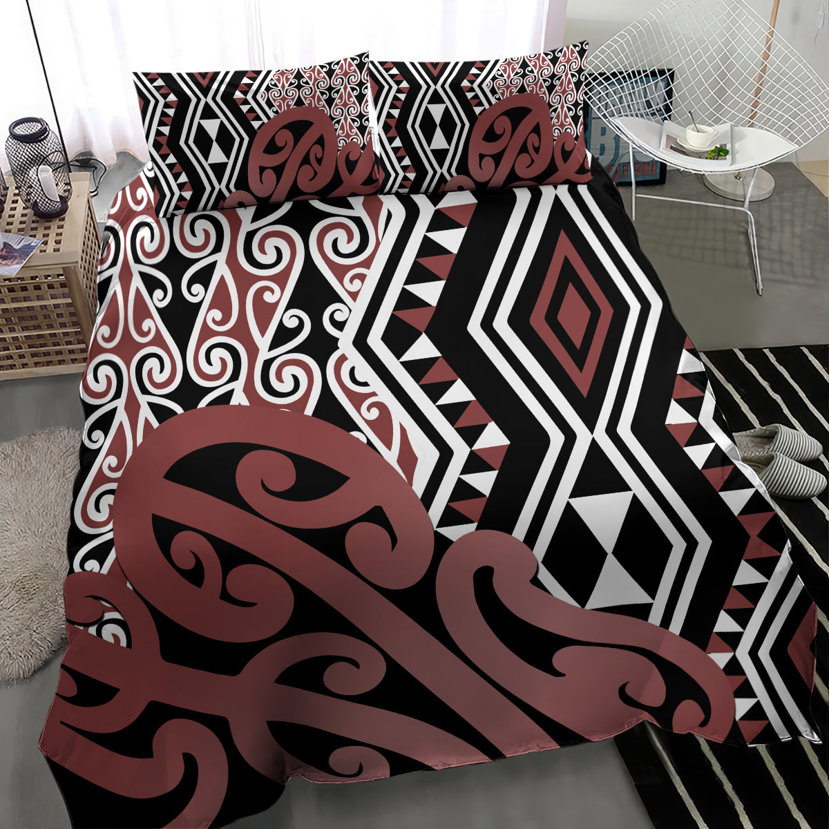 New Zealand Bedding Set Aotearoa Kowhaiwhai Mix Taniko Art LT14 - Polynesian Pride