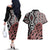 New Zealand Couples Matching Off The Shoulder Long Sleeve Dress and Hawaiian Shirt Aotearoa Kowhaiwhai Mix Taniko Art LT14 - Polynesian Pride