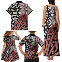 New Zealand Family Matching Tank Maxi Dress and Hawaiian Shirt Aotearoa Kowhaiwhai Mix Taniko Art LT14 - Polynesian Pride