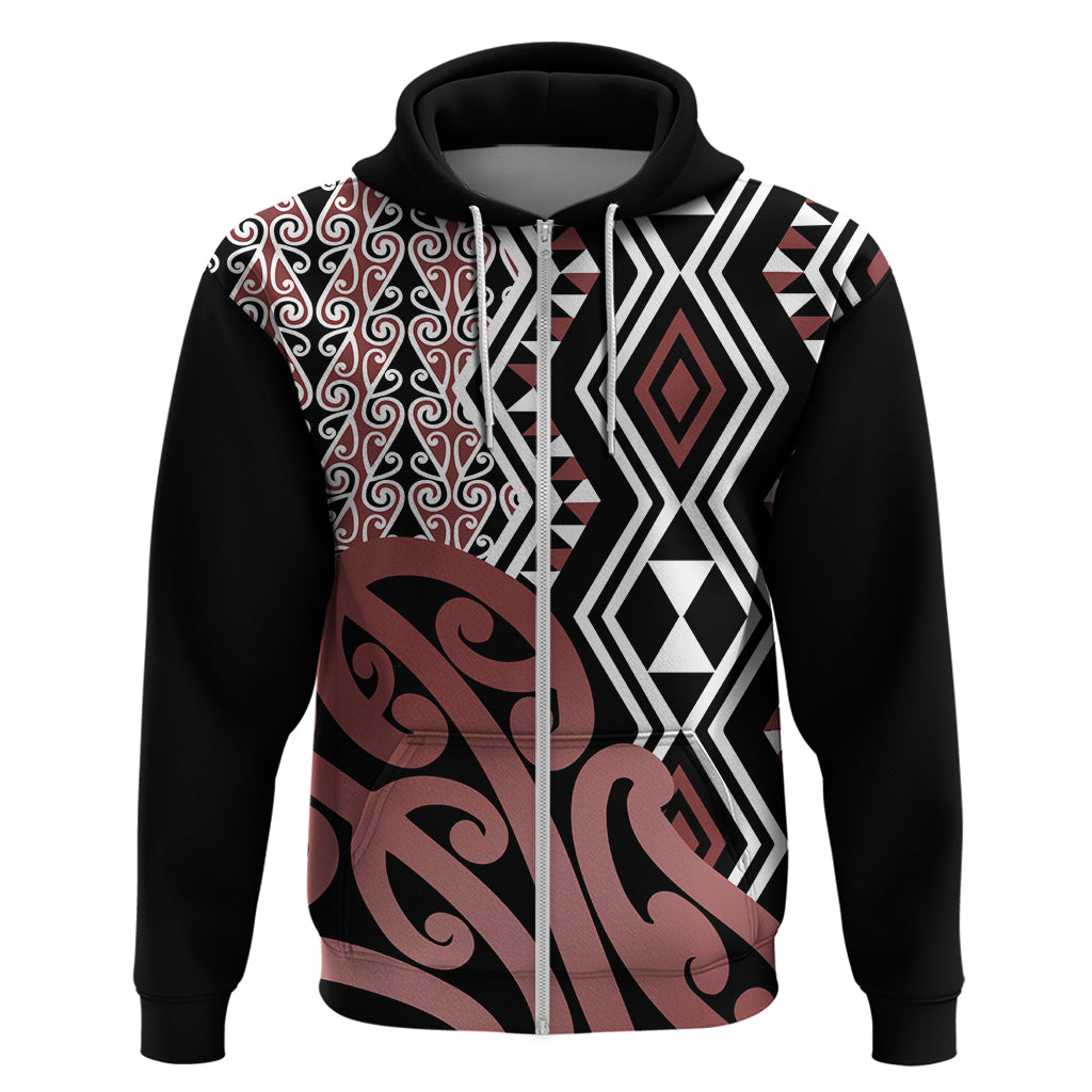 New Zealand Hoodie Aotearoa Kowhaiwhai Mix Taniko Art LT14 - Polynesian Pride