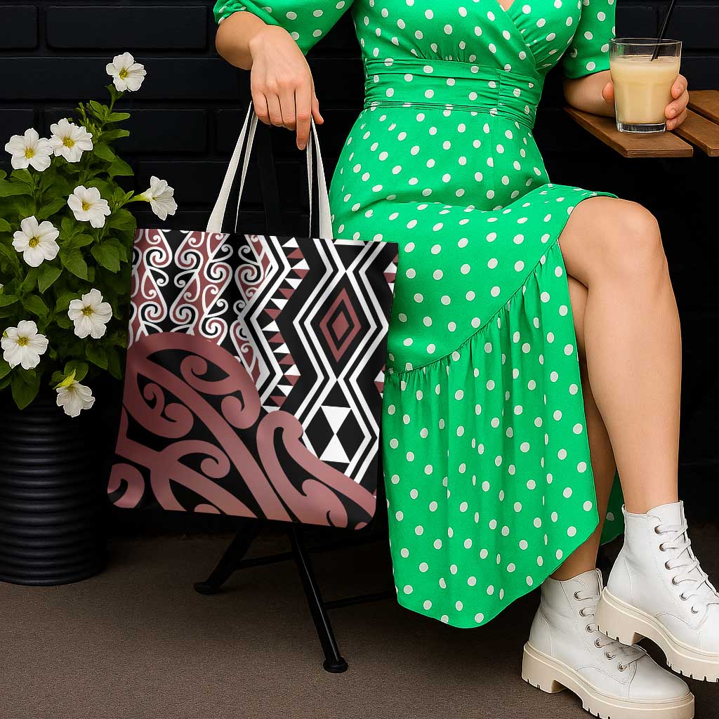 New Zealand Tote Bag Aotearoa Kowhaiwhai Mix Taniko Art - Polynesian Pride