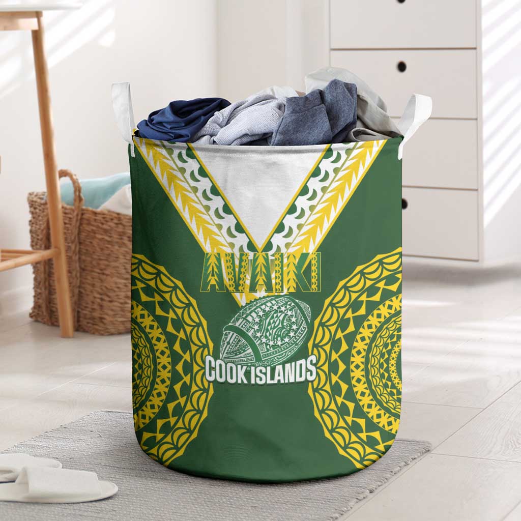 Avaiki Cook Islands Rugby Laundry Basket Kuki Airani Tatau Green - Polynesian Pride