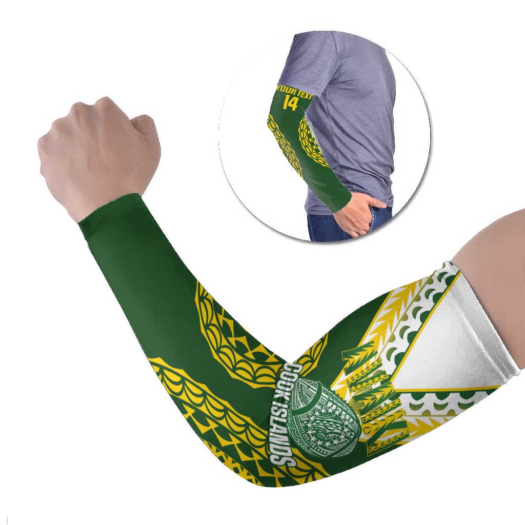 Custom Avaiki Cook Islands Rugby Arm Sleeves Kuki Airani Tatau Green - Polynesian Pride