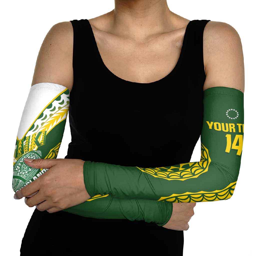 Custom Avaiki Cook Islands Rugby Arm Sleeves Kuki Airani Tatau Green - Polynesian Pride
