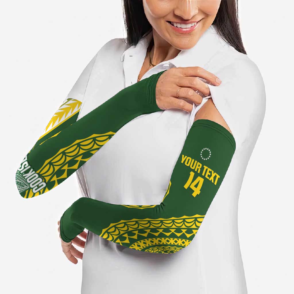 Custom Avaiki Cook Islands Rugby Arm Sleeves Kuki Airani Tatau Green - Polynesian Pride