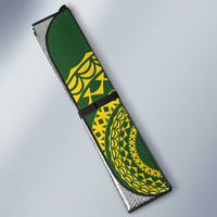 Avaiki Cook Islands Rugby Auto Sun Shade Kuki Airani Tatau Green - Polynesian Pride