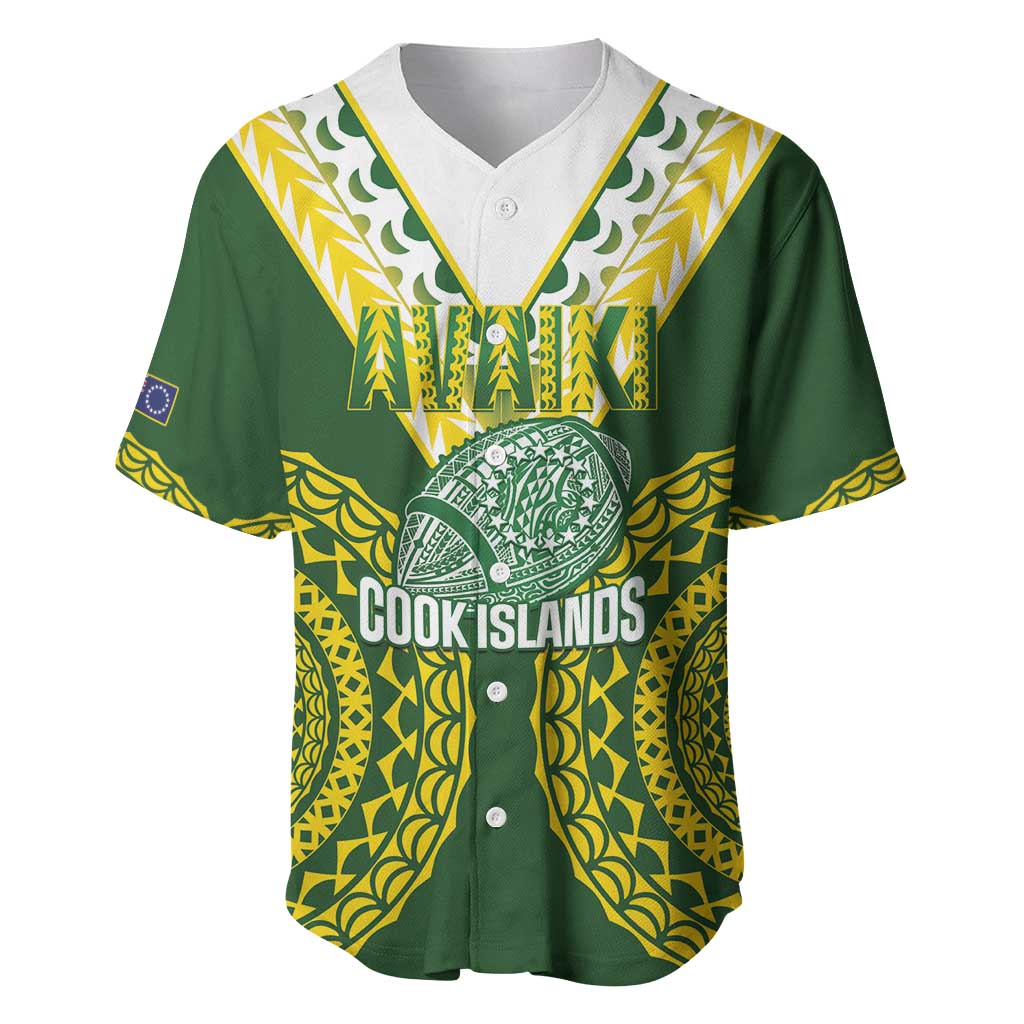 Custom Avaiki Cook Islands Rugby Baseball Jersey Kuki Airani Tatau Green - Polynesian Pride