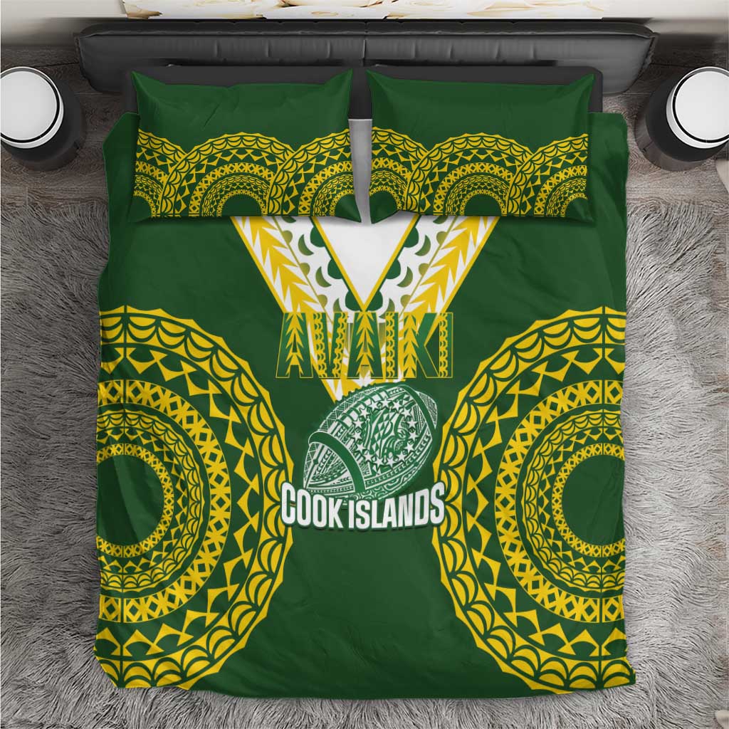 Avaiki Cook Islands Rugby Bedding Set Kuki Airani Tatau Green - Polynesian Pride