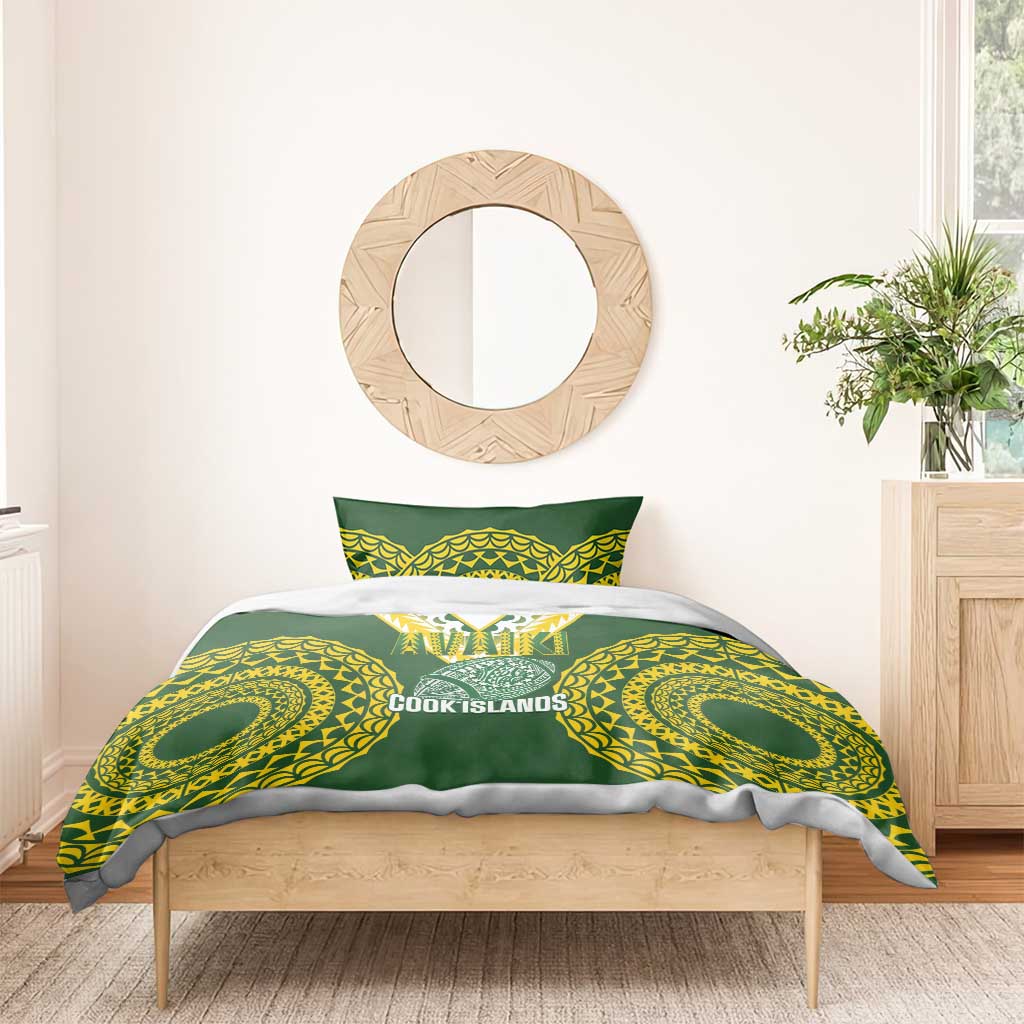 Avaiki Cook Islands Rugby Bedding Set Kuki Airani Tatau Green - Polynesian Pride