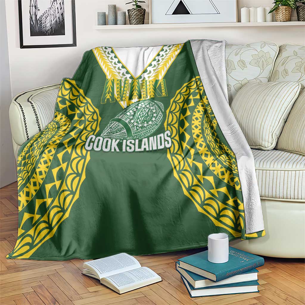 Avaiki Cook Islands Rugby Blanket Kuki Airani Tatau Green - Polynesian Pride