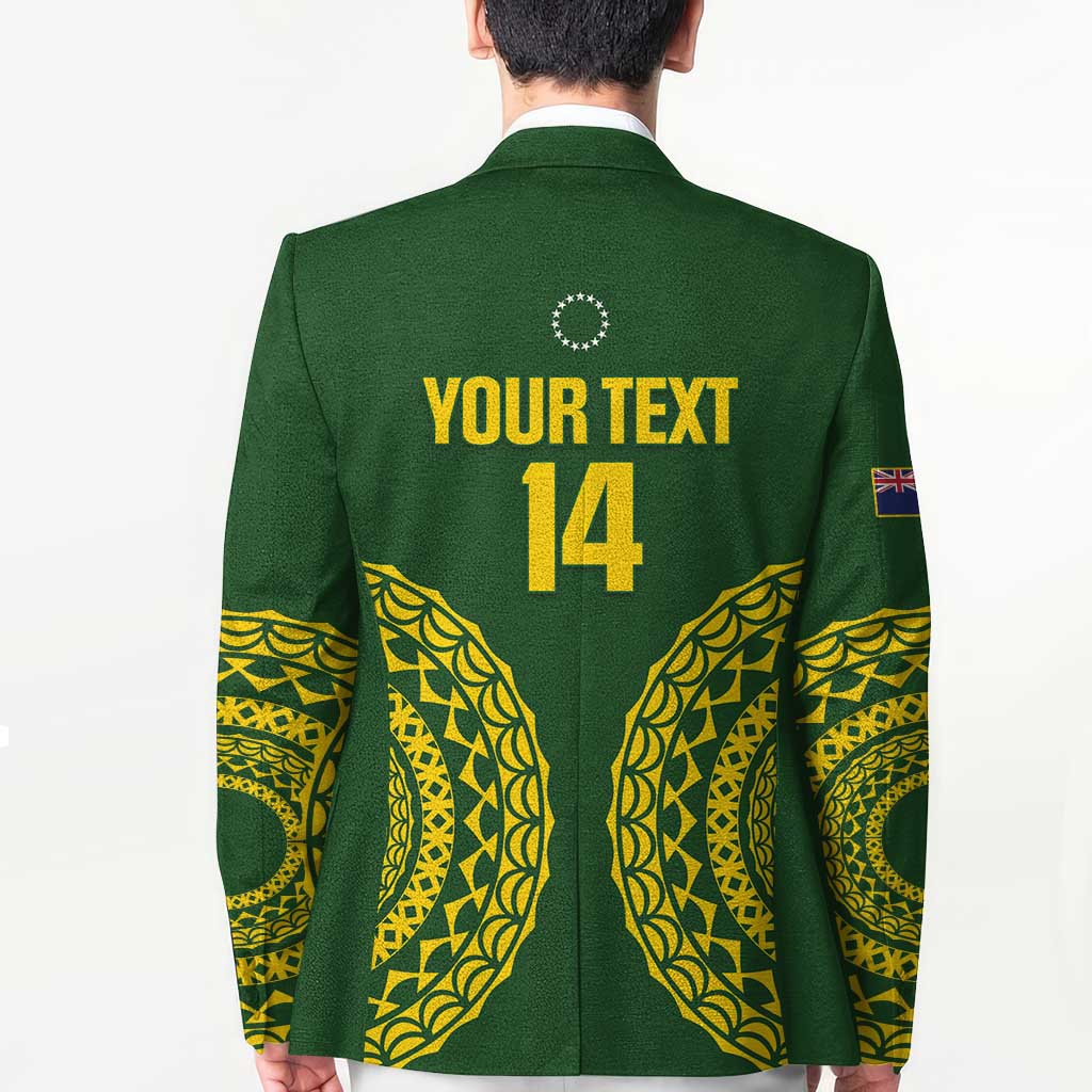 Custom Avaiki Cook Islands Rugby Blazer Kuki Airani Tatau Green - Polynesian Pride