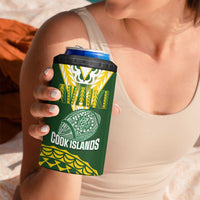 Custom Avaiki Cook Islands Rugby 4 in 1 Can Cooler Tumbler Kuki Airani Tatau Green - Polynesian Pride