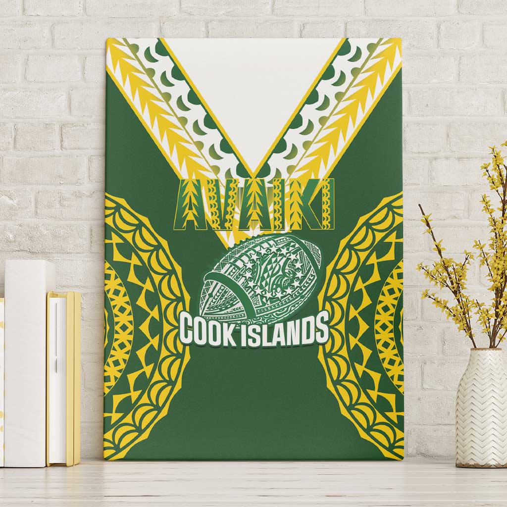 Avaiki Cook Islands Rugby Canvas Wall Art Kuki Airani Tatau Green - Polynesian Pride