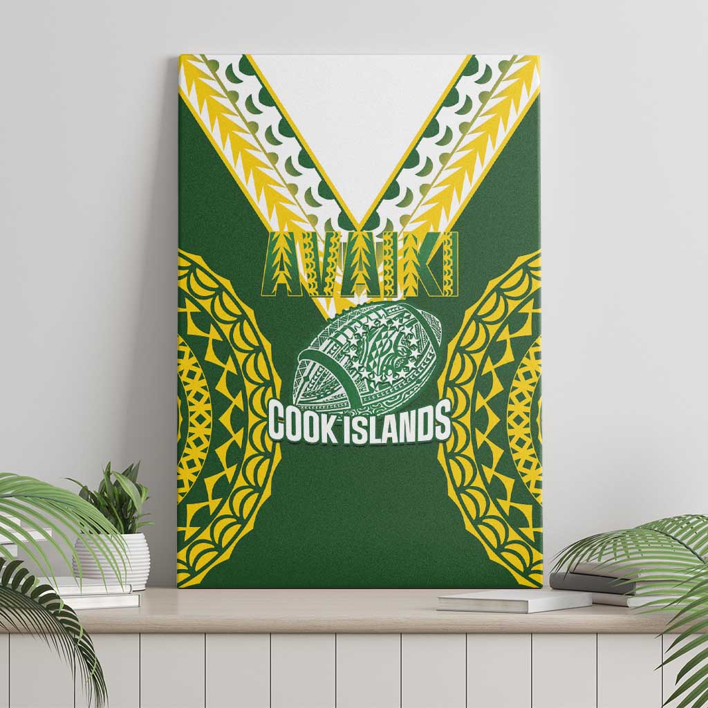 Avaiki Cook Islands Rugby Canvas Wall Art Kuki Airani Tatau Green - Polynesian Pride