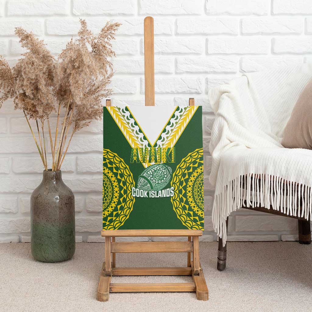 Avaiki Cook Islands Rugby Canvas Wall Art Kuki Airani Tatau Green - Polynesian Pride