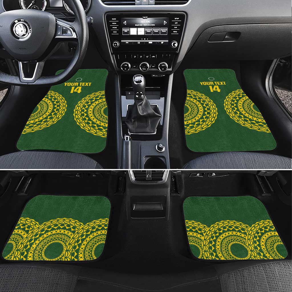 Custom Avaiki Cook Islands Rugby Car Mats Kuki Airani Tatau Green - Polynesian Pride