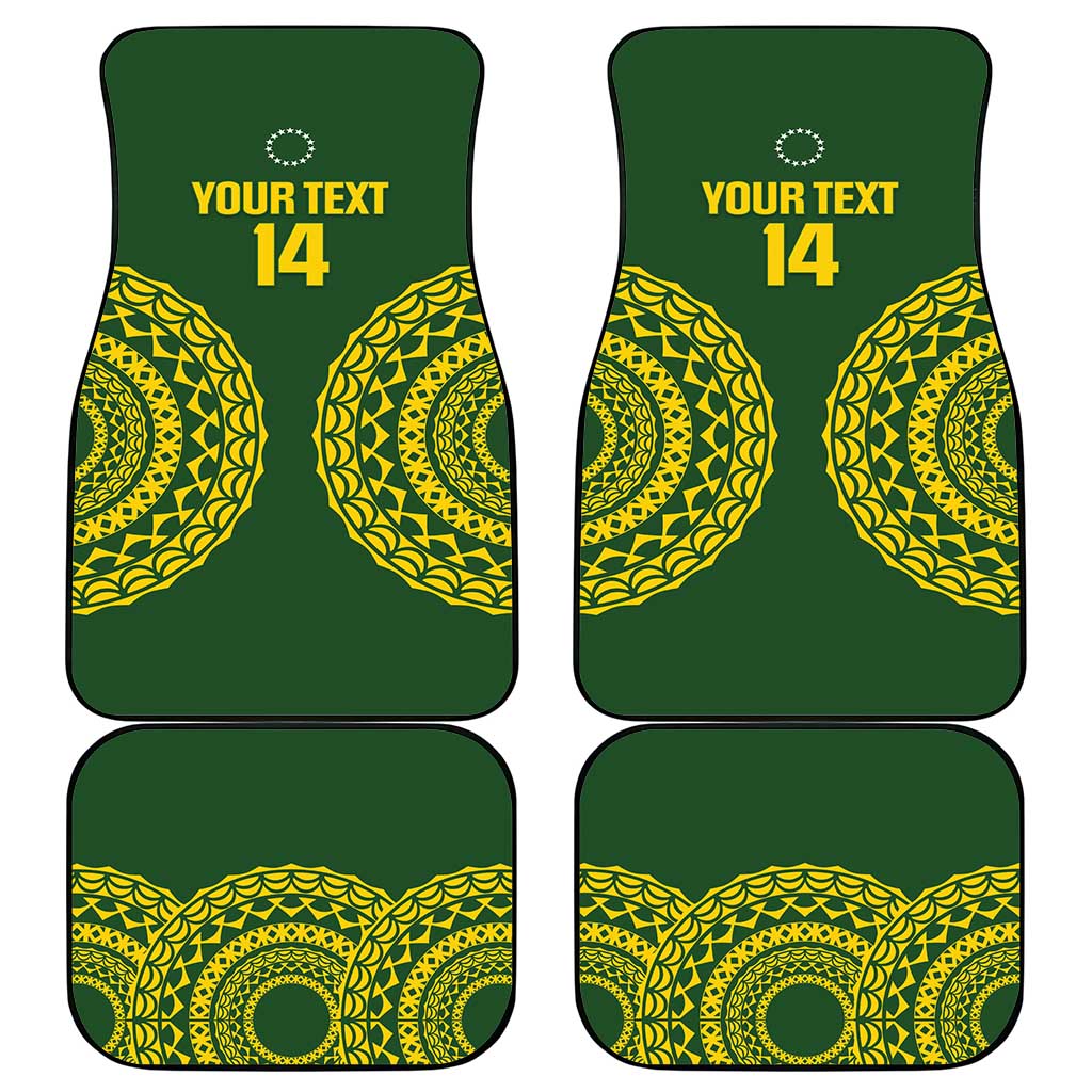 Custom Avaiki Cook Islands Rugby Car Mats Kuki Airani Tatau Green - Polynesian Pride