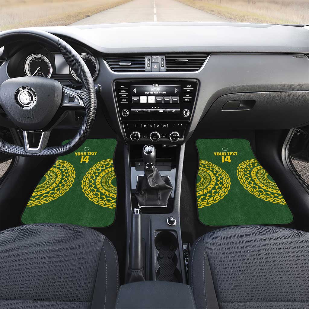 Custom Avaiki Cook Islands Rugby Car Mats Kuki Airani Tatau Green - Polynesian Pride