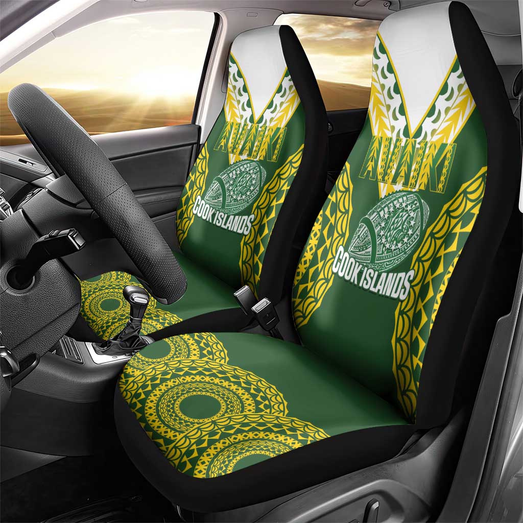 Avaiki Cook Islands Rugby Car Seat Cover Kuki Airani Tatau Green - Polynesian Pride