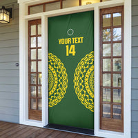 Custom Avaiki Cook Islands Rugby Door Cover Kuki Airani Tatau Green - Polynesian Pride