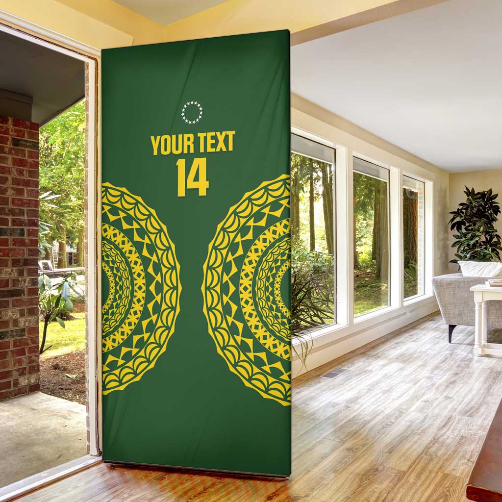 Custom Avaiki Cook Islands Rugby Door Cover Kuki Airani Tatau Green - Polynesian Pride