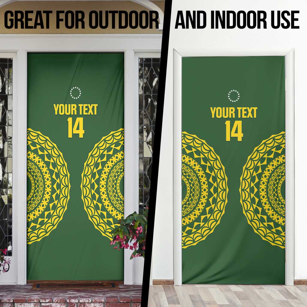 Custom Avaiki Cook Islands Rugby Door Cover Kuki Airani Tatau Green - Polynesian Pride