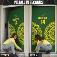 Custom Avaiki Cook Islands Rugby Door Cover Kuki Airani Tatau Green - Polynesian Pride