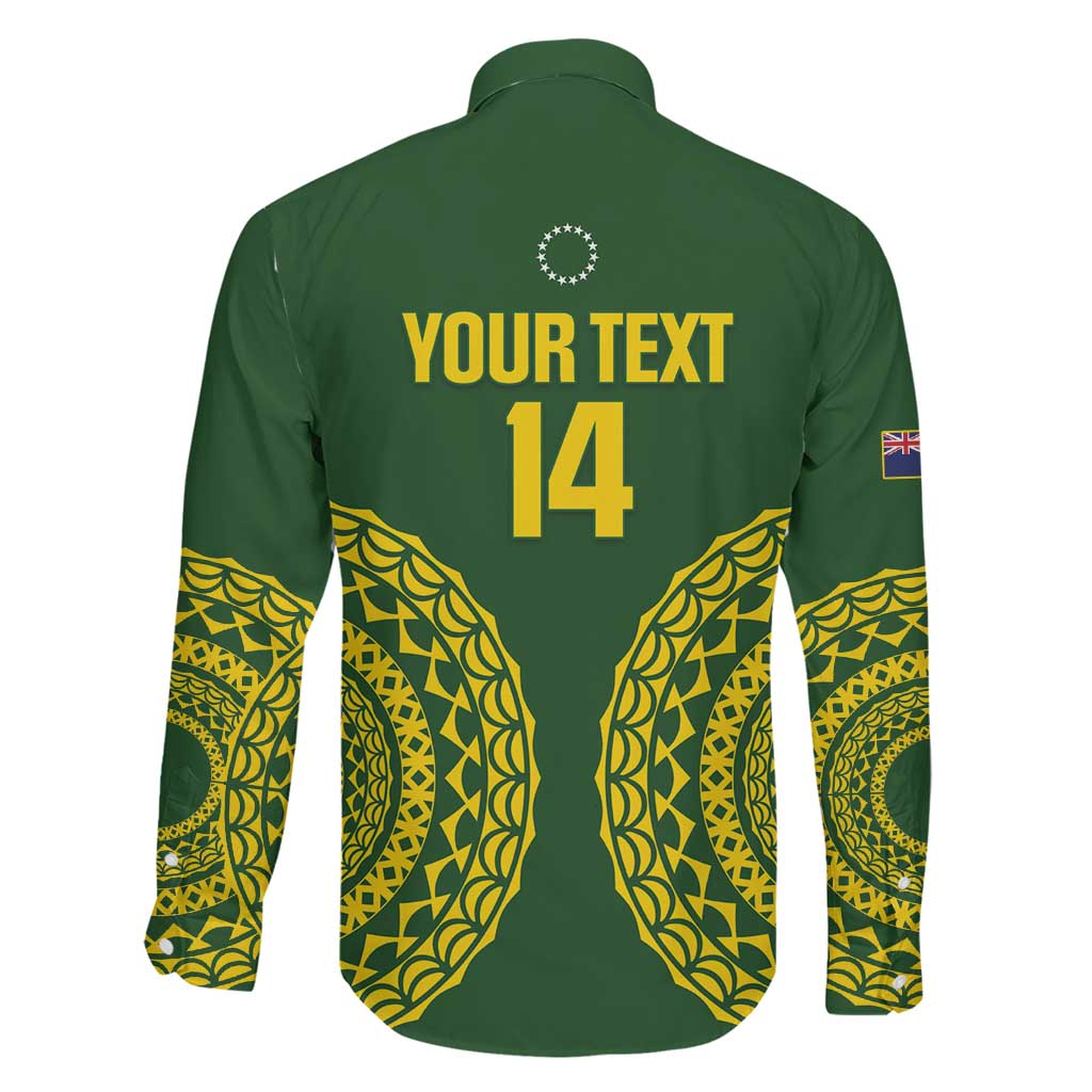 Custom Avaiki Cook Islands Rugby Family Matching Long Sleeve Bodycon Dress and Hawaiian Shirt Kuki Airani Tatau Green LT14 - Polynesian Pride