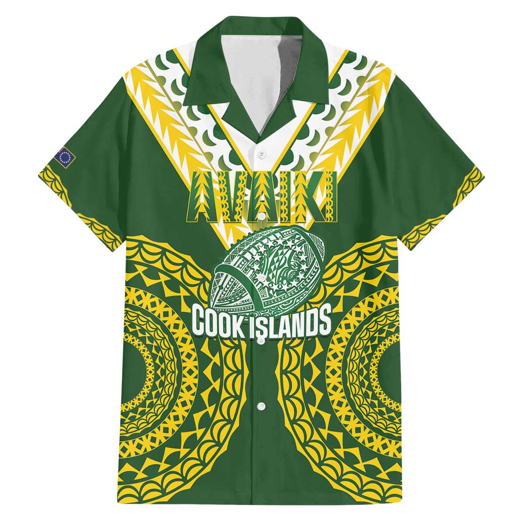 Custom Avaiki Cook Islands Rugby Family Matching Mermaid Dress and Hawaiian Shirt Kuki Airani Tatau Green - Polynesian Pride