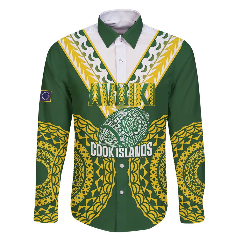 Custom Avaiki Cook Islands Rugby Family Matching Off Shoulder Short Dress and Hawaiian Shirt Kuki Airani Tatau Green - Polynesian Pride