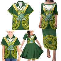 Custom Avaiki Cook Islands Rugby Family Matching Puletasi and Hawaiian Shirt Kuki Airani Tatau Green - Polynesian Pride
