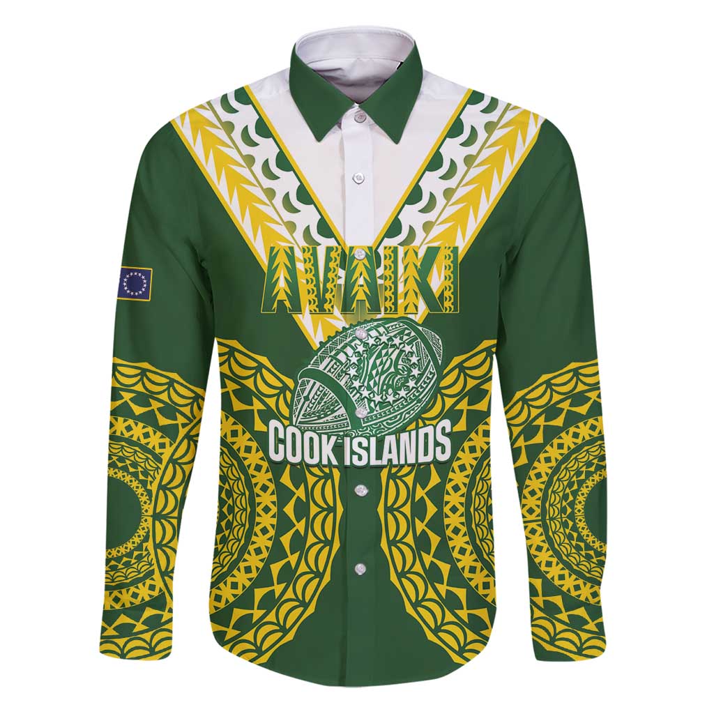 Custom Avaiki Cook Islands Rugby Family Matching Puletasi and Hawaiian Shirt Kuki Airani Tatau Green - Polynesian Pride