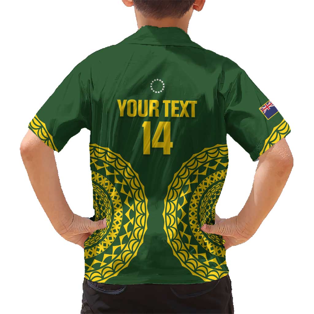 Custom Avaiki Cook Islands Rugby Family Matching Short Sleeve Bodycon Dress and Hawaiian Shirt Kuki Airani Tatau Green LT14 - Polynesian Pride
