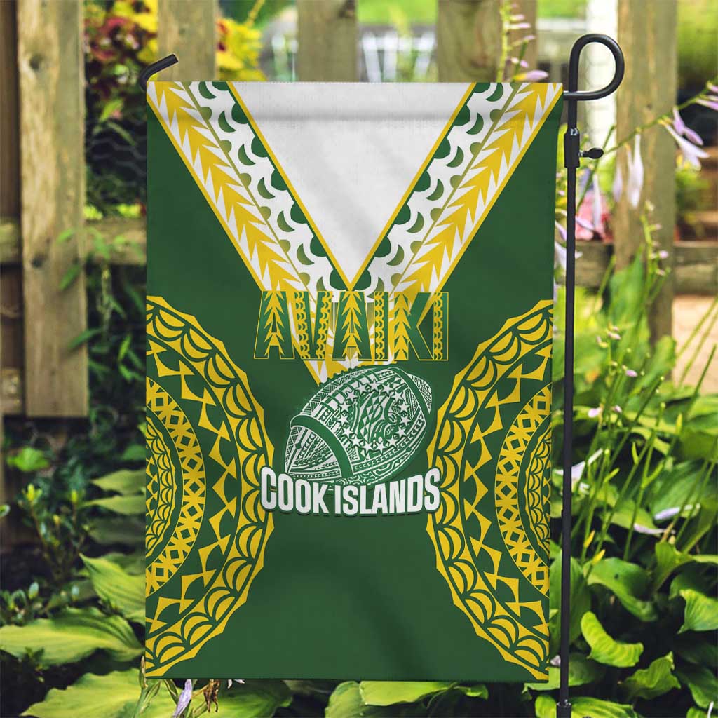 Avaiki Cook Islands Rugby Garden Flag Kuki Airani Tatau Green - Polynesian Pride