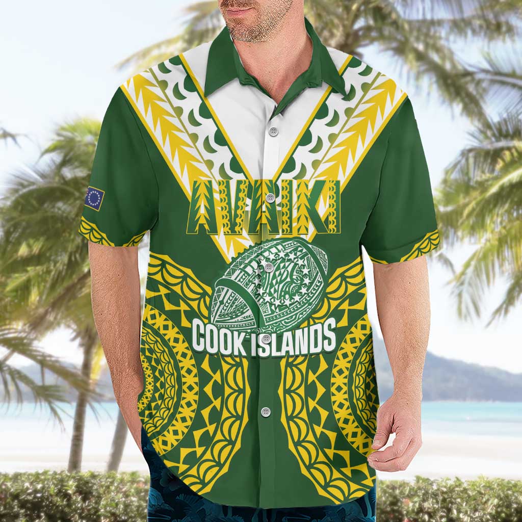 Custom Avaiki Cook Islands Rugby Hawaiian Shirt Kuki Airani Tatau Green - Polynesian Pride