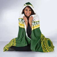 Avaiki Cook Islands Rugby Hooded Blanket Kuki Airani Tatau Green - Polynesian Pride