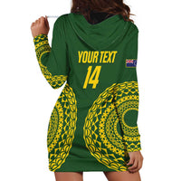 Custom Avaiki Cook Islands Rugby Hoodie Dress Kuki Airani Tatau Green - Polynesian Pride
