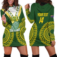 Custom Avaiki Cook Islands Rugby Hoodie Dress Kuki Airani Tatau Green - Polynesian Pride