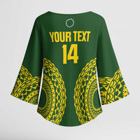 Custom Avaiki Cook Islands Rugby Kimono Sleeve Blouse Kuki Airani Tatau Green - Polynesian Pride