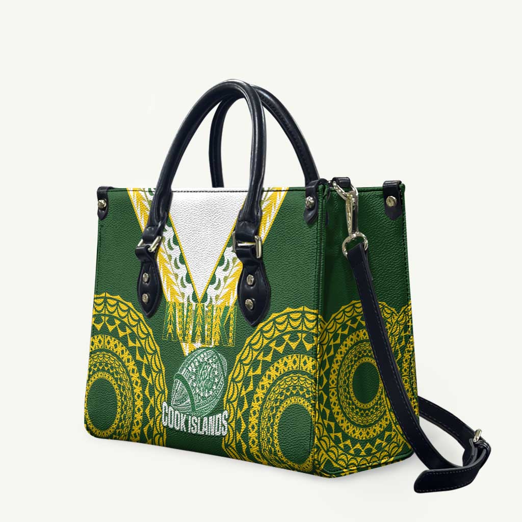 Avaiki Cook Islands Rugby Leather Bag Kuki Airani Tatau Green - Polynesian Pride