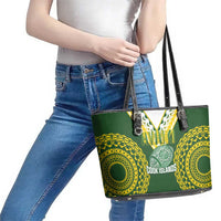 Avaiki Cook Islands Rugby Leather Tote Bag Kuki Airani Tatau Green LT14 - Polynesian Pride