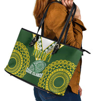 Avaiki Cook Islands Rugby Leather Tote Bag Kuki Airani Tatau Green LT14 - Polynesian Pride