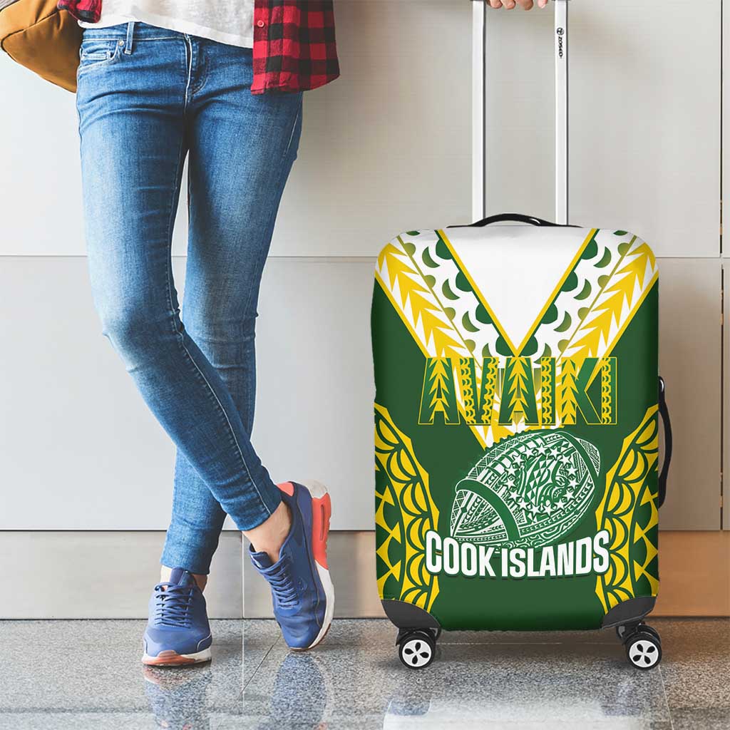 Avaiki Cook Islands Rugby Luggage Cover Kuki Airani Tatau Green - Polynesian Pride