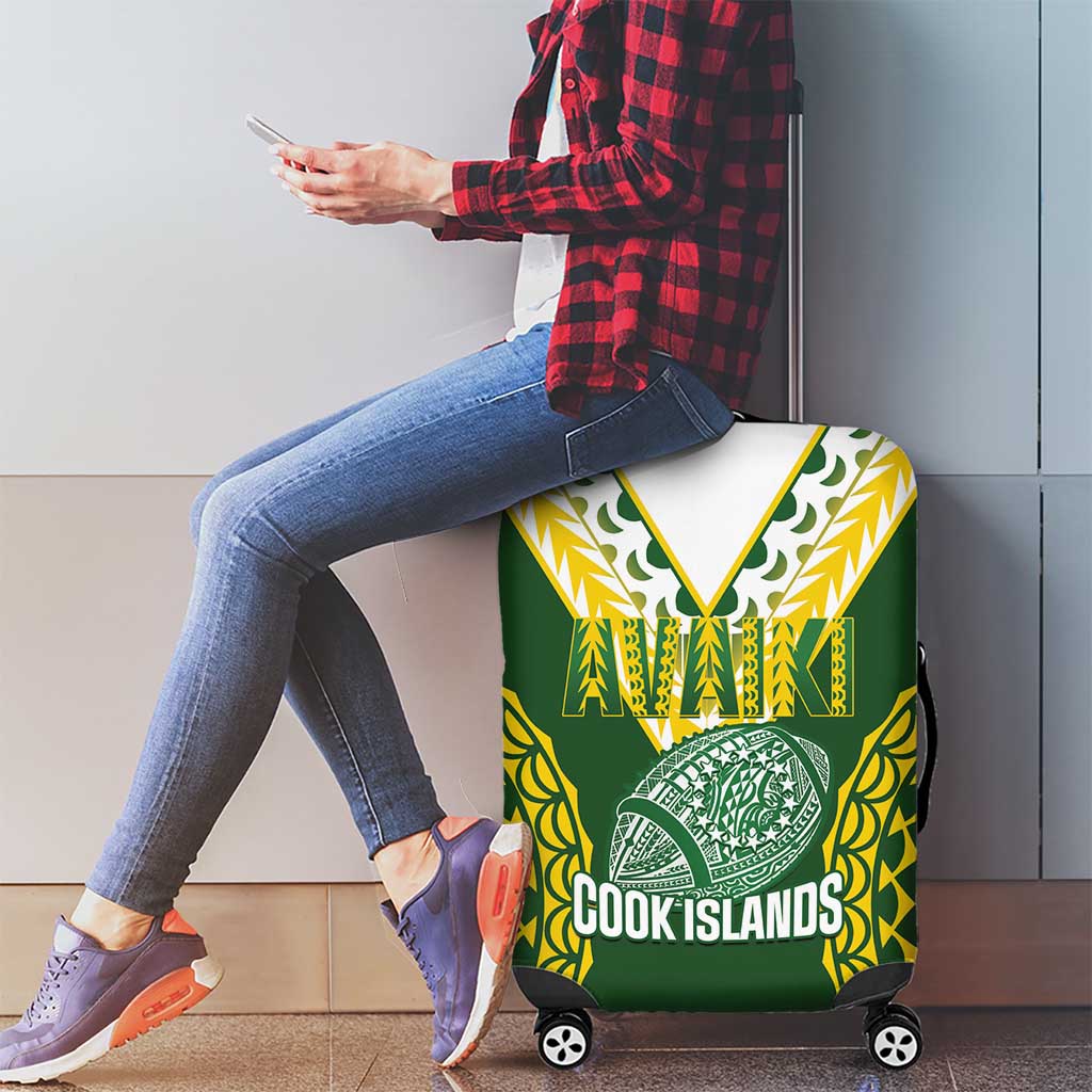 Avaiki Cook Islands Rugby Luggage Cover Kuki Airani Tatau Green - Polynesian Pride